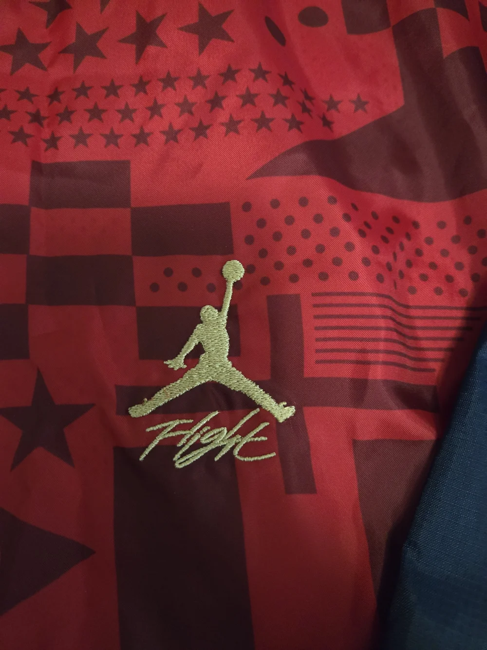 Jordan Flight Red & Navy Flag-Pattern Bomber Jacket with White Accents #471
